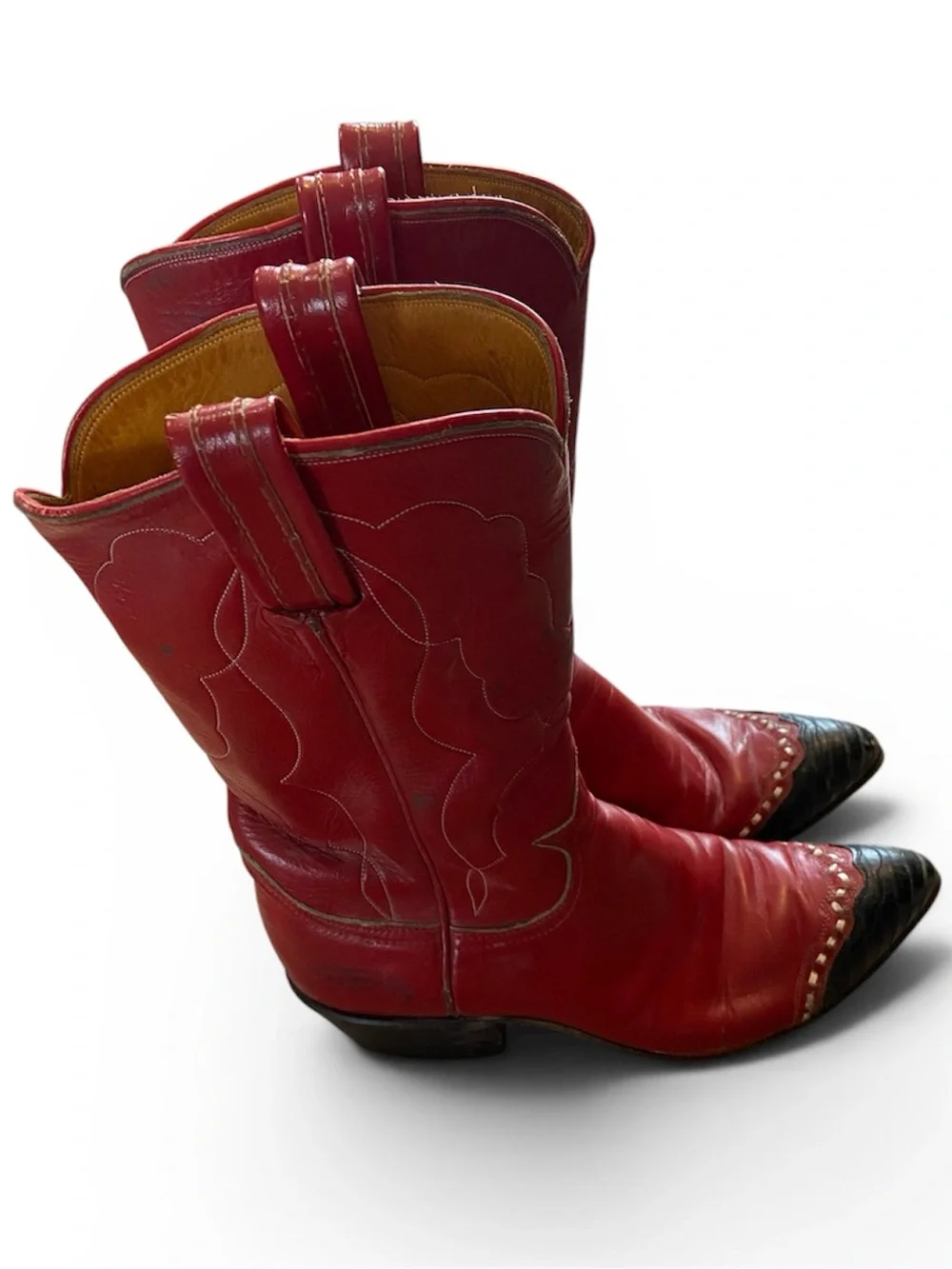 Tony Lama Vintage Leather Lizard Wingtip Cowgirl Boots - Picture 2 of 9